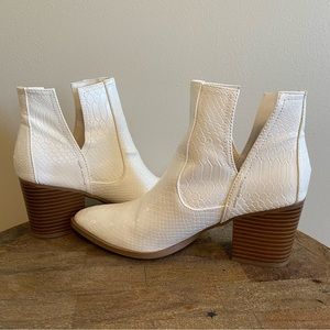 White Snake Skin Ankle Boots